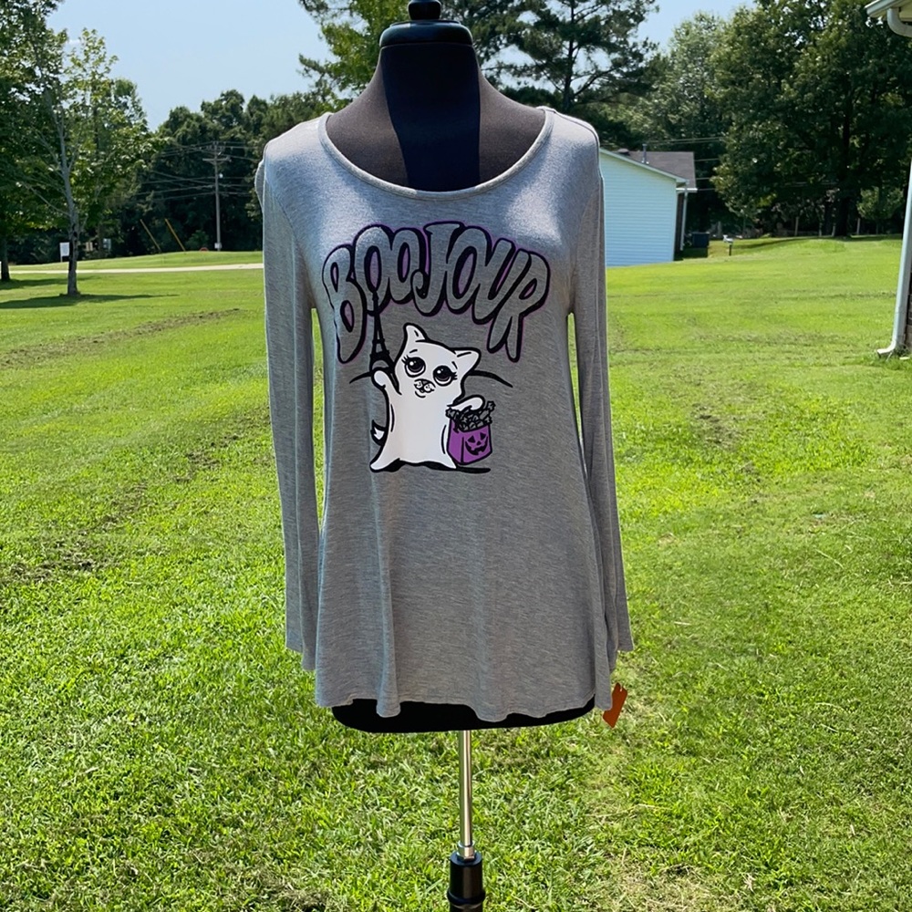 NWOT Justice Girls Gray Halloween Shirt